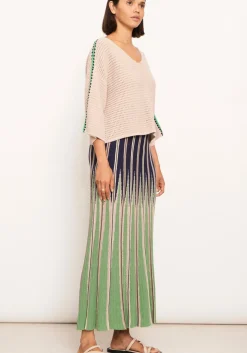 Sale Pol Xander Crochet Tee - Pebble/Ink/Green