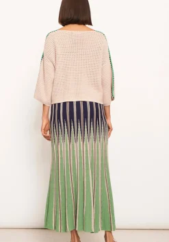 Sale Pol Xander Crochet Tee - Pebble/Ink/Green