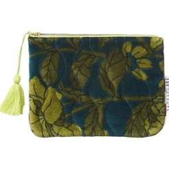Discount Sage & Clare Sage & Clare Bernanda Velvet Pouch - Peacock