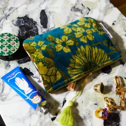 Discount Sage & Clare Sage & Clare Bernanda Velvet Pouch - Peacock
