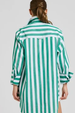 Discount Shirty Clothing Shirty Andrea Oversized Boyfriend Shirt- Green Stripe
