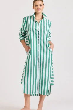 Online Shirty Clothing Shirty Andrea Shirtdress- Green wide stripe