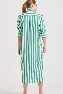 Online Shirty Clothing Shirty Andrea Shirtdress- Green wide stripe