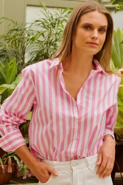 New Shirty Clothing Shirty Elodie Girlfriend Shirt - Pink Wide Stripe