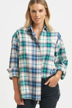 Sale Shirty Clothing Shirty The Classic Flannel Shirt - Blue Green Combo