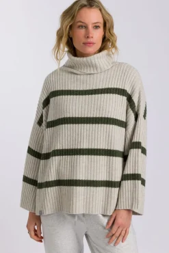 Best Talamaya Divine Rib Pullover - Loden Stripe