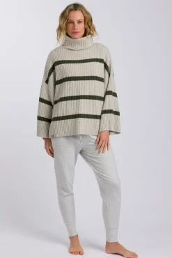 Best Talamaya Divine Rib Pullover - Loden Stripe