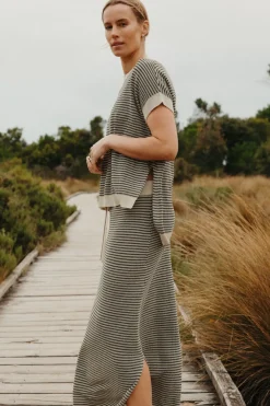 Fashion Talamaya Lattice Knitted Skirt - Washed Black & Soft Gold