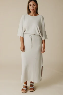 Online Talamaya Retreat Cotton Twist Skirt - Silver & White