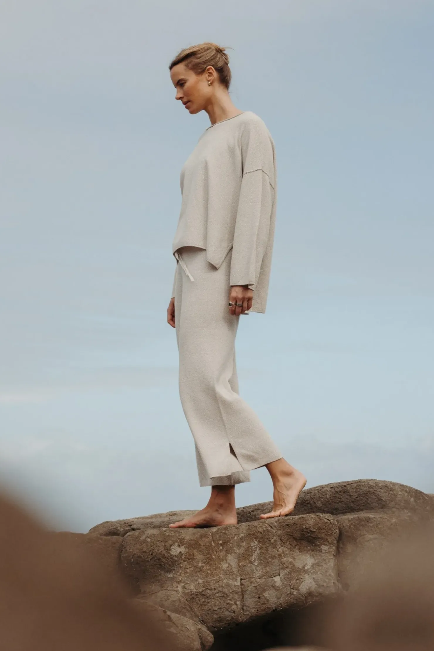 Sale Talamaya Retreat Cotton Twist Pant - Silver & Salt