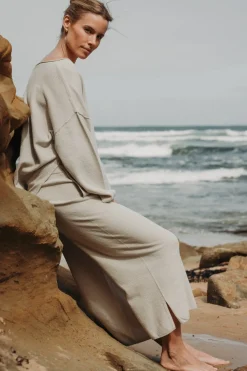 Sale Talamaya Retreat Cotton Twist Pant - Silver & Salt