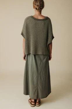 Online Talamaya Sunray Rib Crop Pullover - Dusty Olive