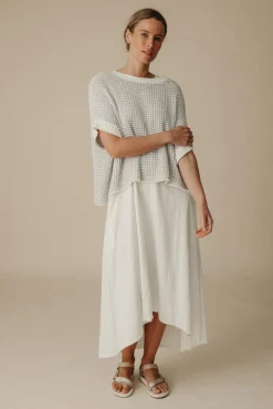Sale Talamaya Sunray Rib Crop Pullover - White