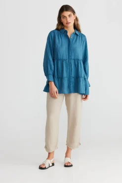 Best The Shanty Mia Top - Blue Steel