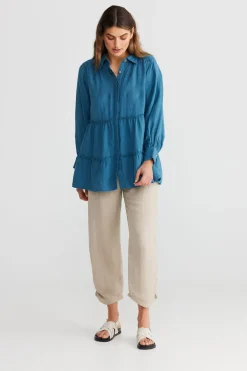 Best The Shanty Mia Top - Blue Steel