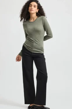 Hot Toorallie Crew Merino Tee - Bay Leaf