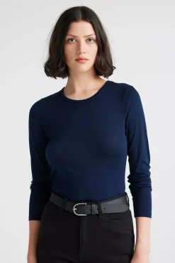 Sale Toorallie Crew Merino Tee - Navy