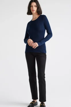 Sale Toorallie Crew Merino Tee - Navy