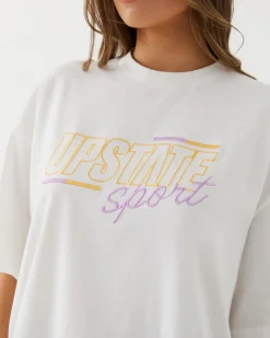 Fashion Upstate Hustle Tee- White Bars