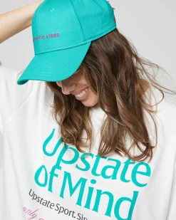Discount Upstate Side Line Cap- Galactic Good Vibes Green