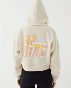 Online Upstate Zip Through Cropped Hoodie- Chalk Multi