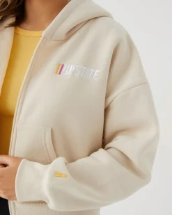 Online Upstate Zip Through Cropped Hoodie- Chalk Multi