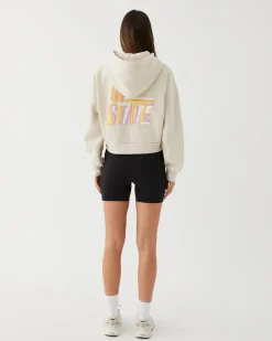 Online Upstate Zip Through Cropped Hoodie- Chalk Multi